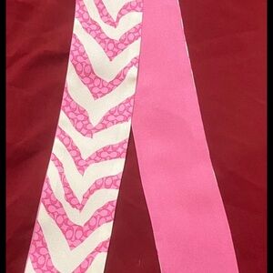 Coach Pink and White Signature Pattern Silk Scarf Wrap